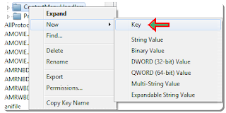  ContextMenuHandlers and select New > Key.