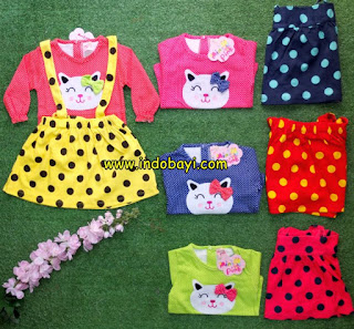Baju Setelan Bayi Perempuan motif Kucing