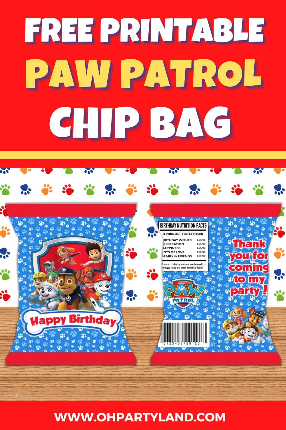 free printable paw patrol chip bag