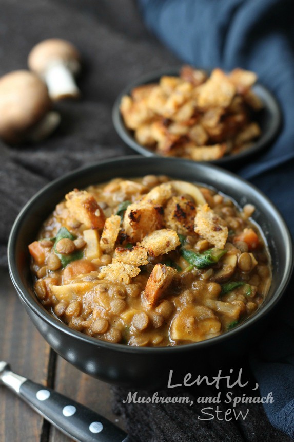 Lentil, Mushroom, and Spinach Stew