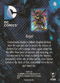 Back of New 52 DC Comics trading card #6 Batgirl