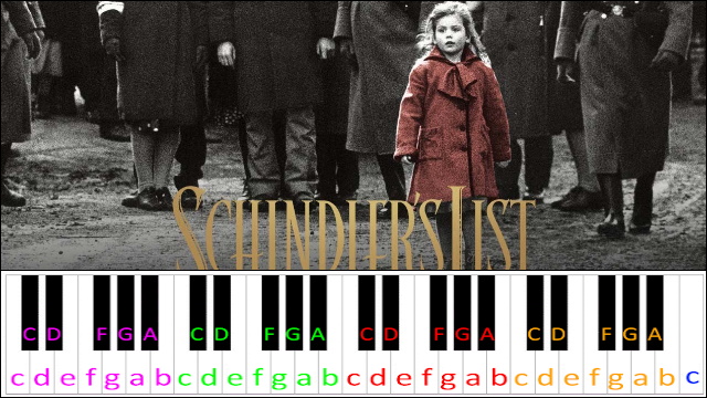 Schindler's List Theme Song Piano / Keyboard Easy Letter Notes for Beginners