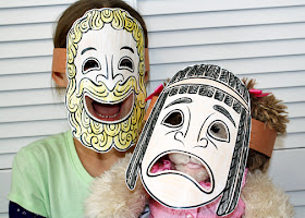 Tessa thought these ancient Greek theater masks were a hoot. She was totally intrigue by the idea of comedy versus tragedy.