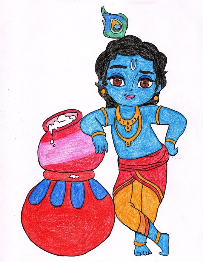 Little Krishna easy drawing | drawing | Janmaashtami special drawing.  Little Krishna drawing easy | By Drawing BookFacebook