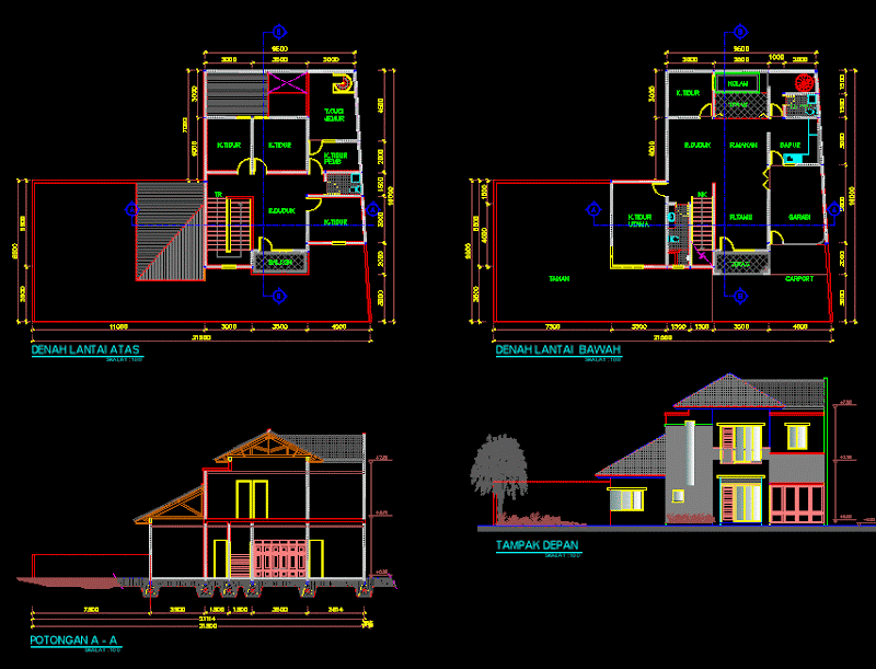 Desain Rumah Minimalis 2 Lantai Autocad, Motif Baru!