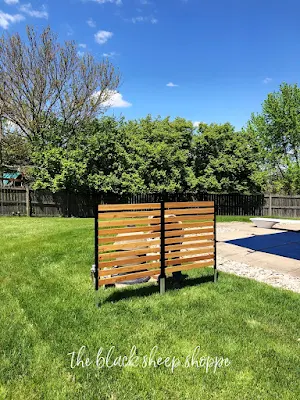 Two of four fence panels installed.