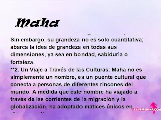 ▷ Significado del nombre Maha