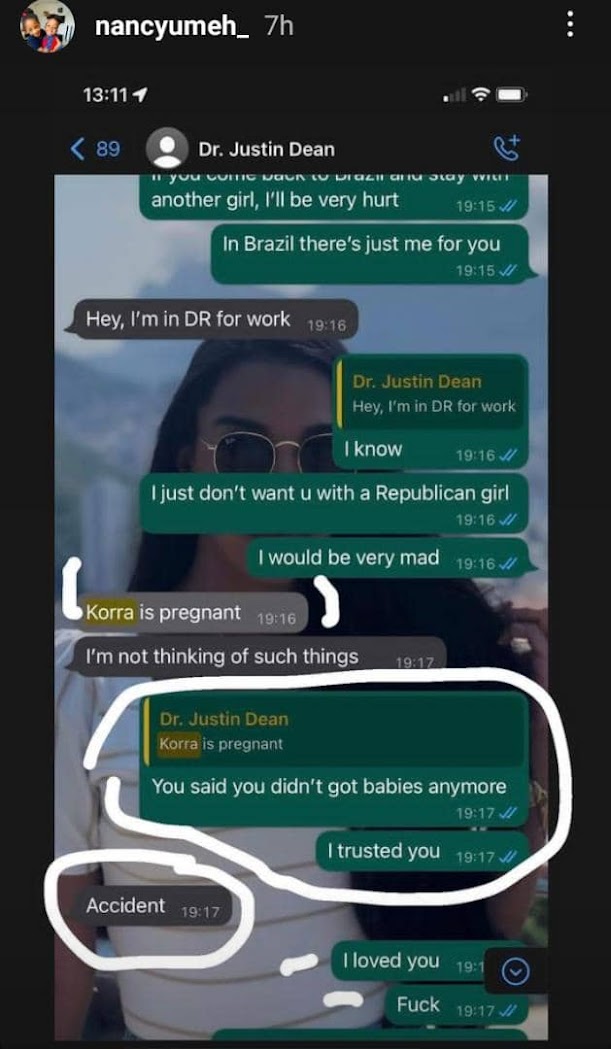Korra Obidi sister releases chats with Justin dean alleged mistress