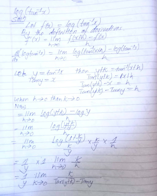 Find the derivatives of log(tan^-1x) from first principle.
