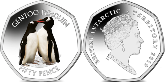 British Antarctic Territory 50 pence 2019 Gentoo penguin