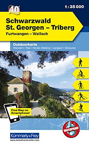 Deutschland Outdoorkarte 40 Schwarzwald St.Georgen-Triberg 1 : 35.000: Furtwangen-Wolfach. Wanderwege, Radwanderwege, Nordic Walking, Skilanglauf, ... App (Kümmerly+Frey Outdoorkarten Deutschland)