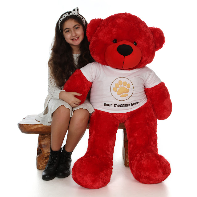 4ft Bitsy Cuddles red teddy bear