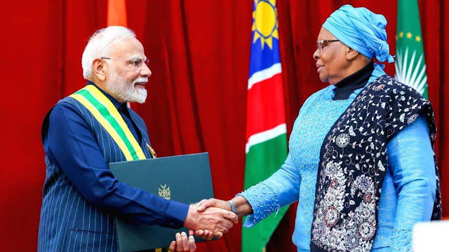 பிரதமா் மோடிக்கு நமீபியாவின் உயரிய விருது / Prime Minister Modi receives Namibia's highest award
