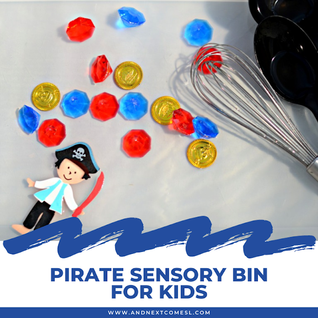 Pirate sensory bin for kids