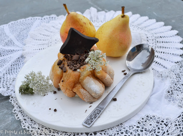 Charlottes individuelles poire chocolat parfumées aux fruits séchés de la carotte sauvage ©Popote et Nature