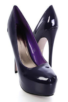 Purple Patent Semi Pointed Toes Hidden Platform Stiletto Heels