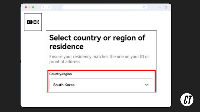 OKX 거래소 거주 국가 선택