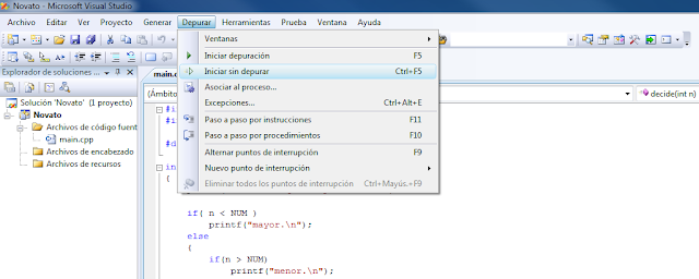 Ejemplo de como se puede ejecutar programar desde Microsoft Visual Studio