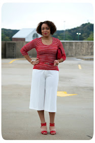 White Culottes & Red and White Nautical Striped Tee -- Erica B.'s - DIY Style!