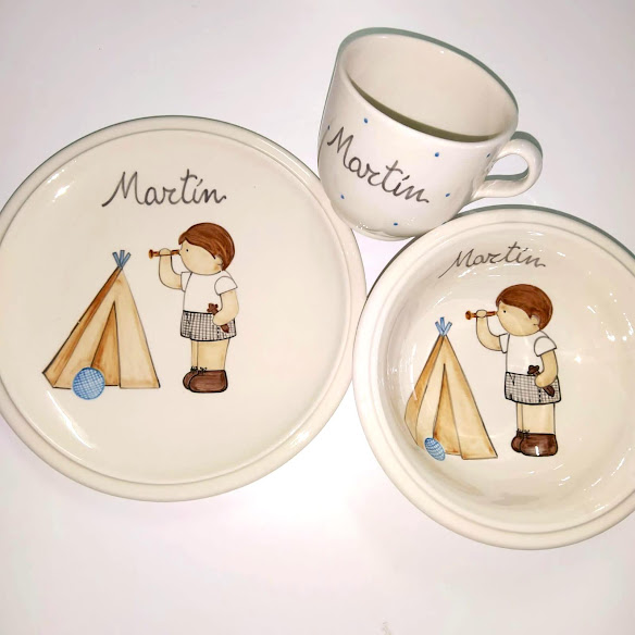 vajilla infantil cerámica personalizada