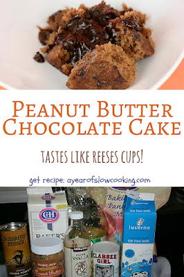 Melted Chocolate inside of a moist and delicious peanut butter cake. This is just like you'd imagine a Reeses Peanut Butter cake to taste!