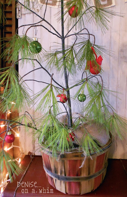 Charlie Brown Tree in a Bushel Basket via http://deniseonawhim.blogspot.com