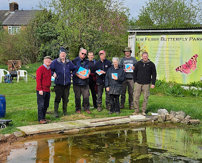 Wirral Countryside Volunteers with the peacock butterfly tile and cards