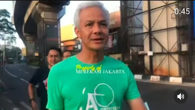 GANJAR JOGGING DI CIPETE UTARA JAKARTA SELATAN NETIZEN  MALAH PUJI ANIES BASWEDAN