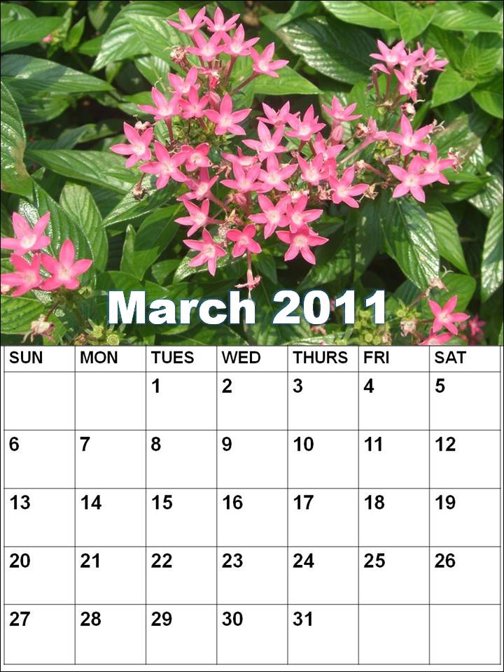 2011 march calendars. Blank Calendar 2011 March or