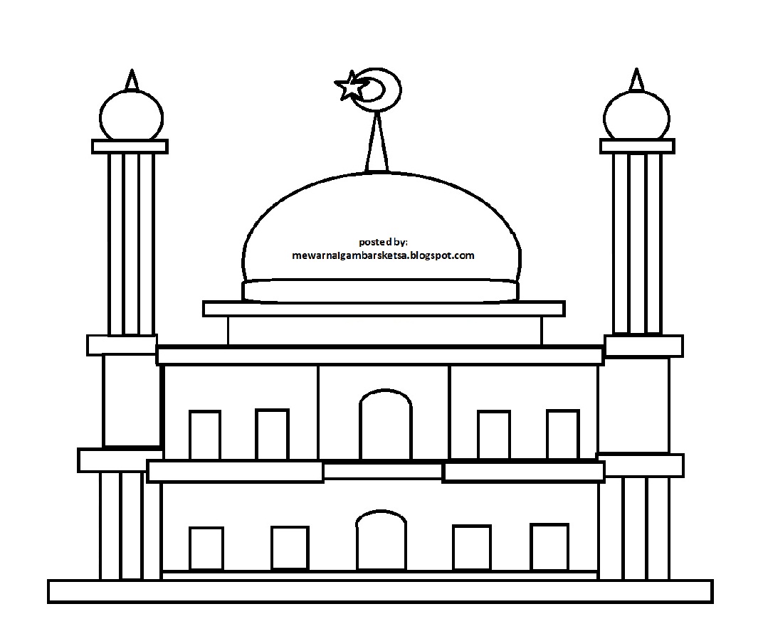 Mewarnai Gambar Mewarnai Gambar Sketsa Masjid 15