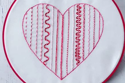 heart embroidery sampler