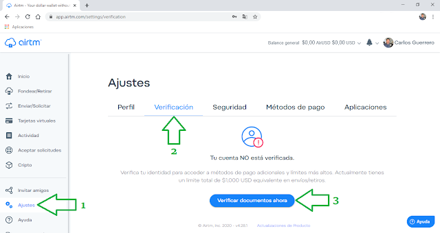 Como verificar mi cuenta de AirTM