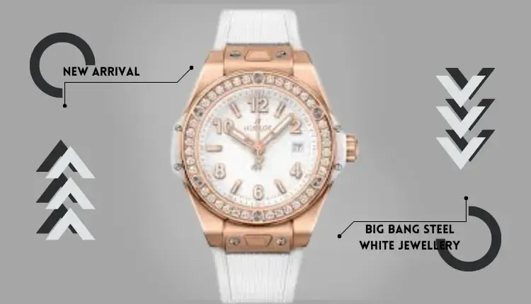 Image of Hublot Big Bang Steel White Jewelry luxury wristwatch set with gold
