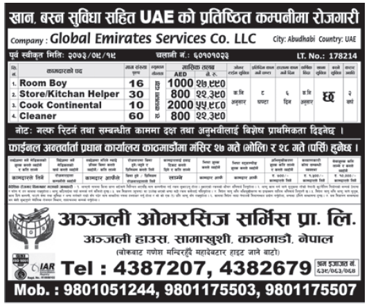 Jobs in UAE for Nepali, Salary Rs 55,980