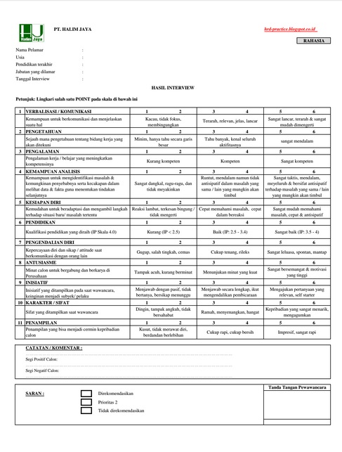Contoh Formulir Wawancara Calon Karyawan - Contoh Ele Contoh Formulir Wawancara Calon Karyawan - Contoh Ele