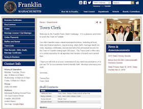 Town Clerk page on the revised Town of Franklin website