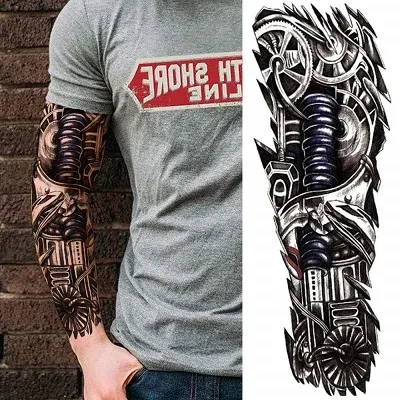 ALISA Black Tribal Maori Bald Eagle Full Arm Temporary Tattoo Sleeve For Men Teens Large Dragon Full Sleeve Temporary Tattoos Boys Kids Compass Pirate Tiger Cool Spartan Warrior Tatoo Custom