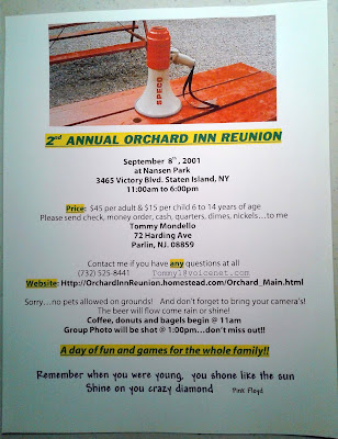 Orchard Inn Reunion bulletin for the 2nd annual reunion... September 8, 2001