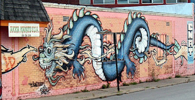 Dragon Graffiti Designs on Wall