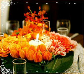 Wedding Decorations, Orange Centerpieces and Flower Arrangements