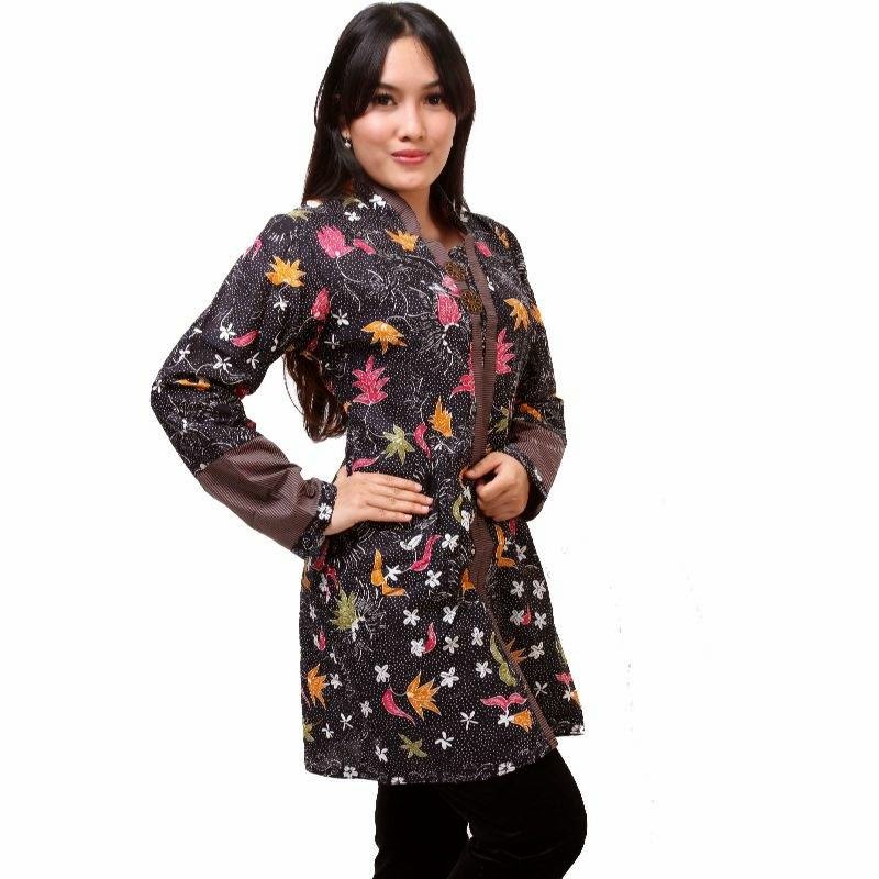 Contoh Desain Baju Batik Kantoran Wanita