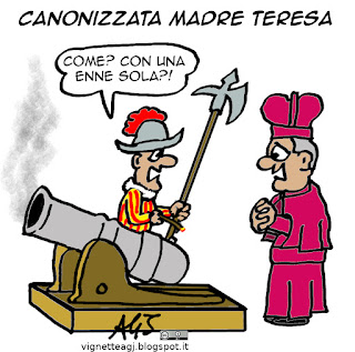 Madre Teresa, canonizzazione, guardie svizzere, vignetta satira umorismo