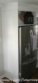  custom furniture Galveston Houston Tx, white kitchen, painted kitchen cabinets, DIY refrigerator enclosure