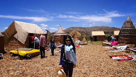 Shopping at the Floating Islands of Uros, Lake Titicaca, Peru