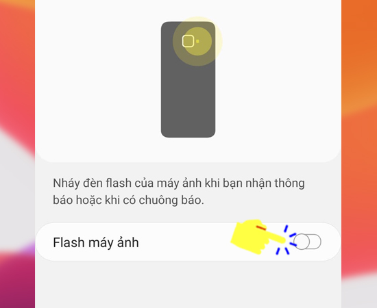 Bước 5: Cuối cùng bạn hãy bật đèn flash lên là hoàn tất quá trình thiết lập.