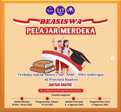 Pendaftaran Beasiswa Pelajar Merdeka Provinsi Banten Batch 1 Tahun 2023