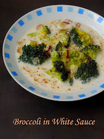 White sauce with broccoli florets