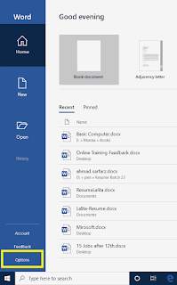 Open Word Options