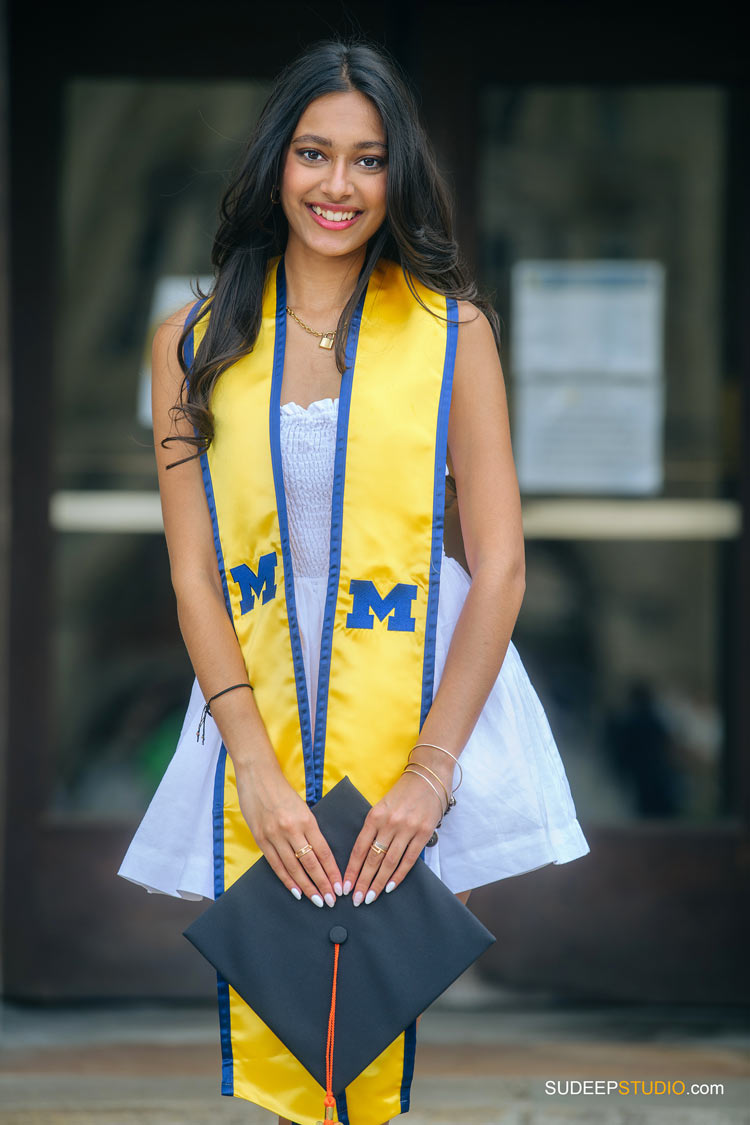 Indian students University of Michigan College Graduation Pictures for Girls by LSA Graduation Photographer SudeepStudio.com