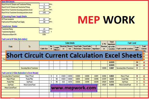 Download Short Circuit Calculation Excel Sheet (XLS)